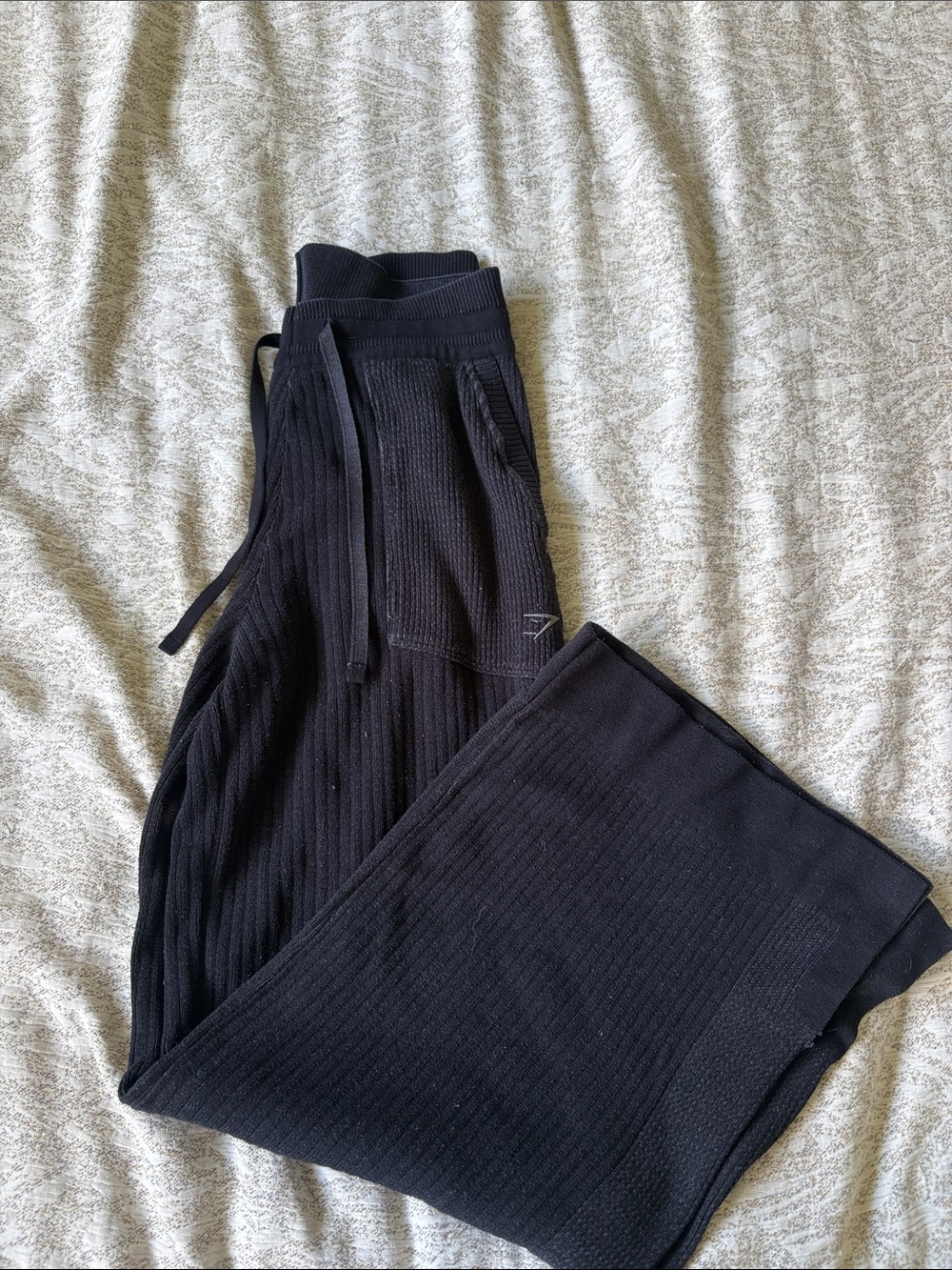 Gymshark Black Ribbed Boot-Cut Lounge Pants